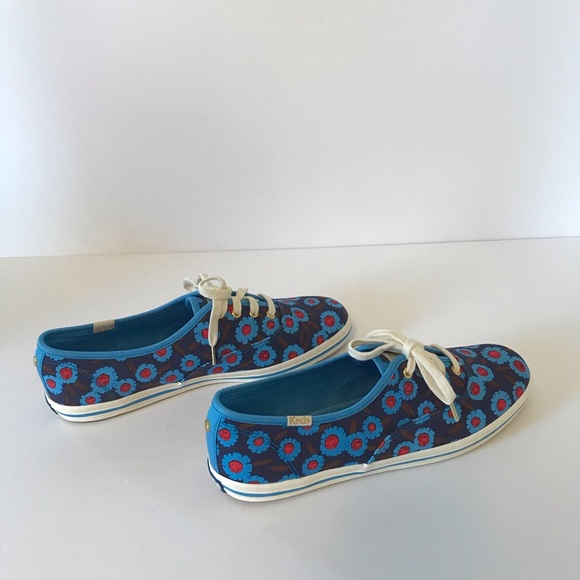 Kate Spade Keds Kick Peacock Blue floral sneakers - Picture 3 of 10